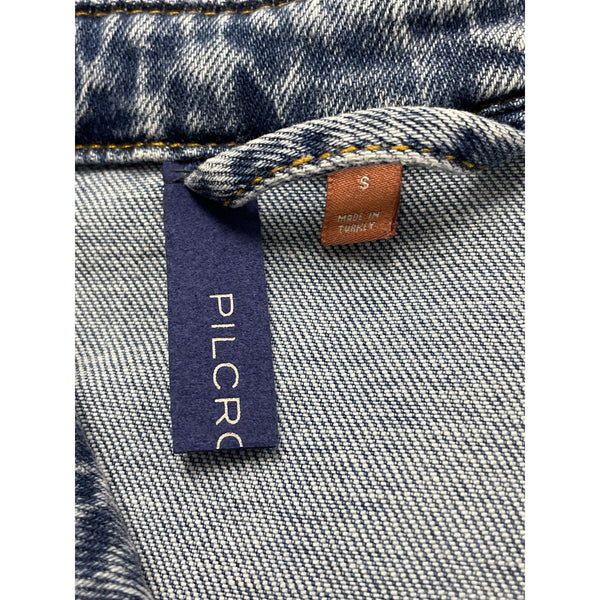 Pilcro Women's Blue Denim Button-Up Jacket With Fringe Hem Size Small - New