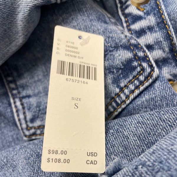 Pilcro Women's Blue Denim Button-Up Jacket With Fringe Hem Size Small - New