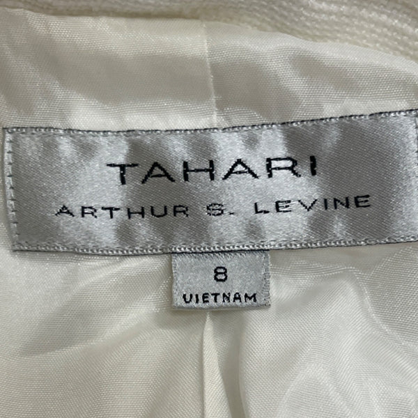 Tahari Women's White Women's Ivory ith Beige Border and ButtonsTweed Blazer Sz 8