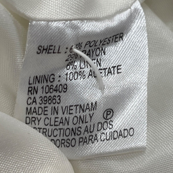 Tahari Women's White Women's Ivory ith Beige Border and ButtonsTweed Blazer Sz 8