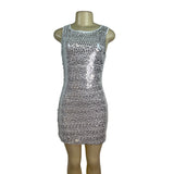 Charming Charlie White & Black Sequin Sleeveless Bodycon Mini Dress Size M