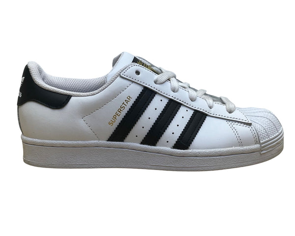 Adidas Unisex White & Black Leather Lace-Up Low-Top Superstar Sneakers Size 5