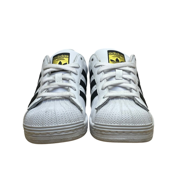 Adidas Unisex White & Black Leather Lace-Up Low-Top Superstar Sneakers Size 5