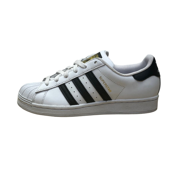 Adidas Unisex White & Black Leather Lace-Up Low-Top Superstar Sneakers Size 5