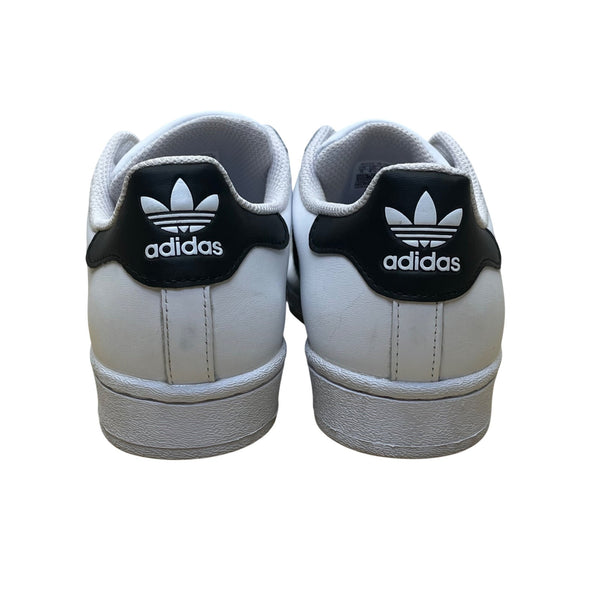 Adidas Unisex White & Black Leather Lace-Up Low-Top Superstar Sneakers Size 5