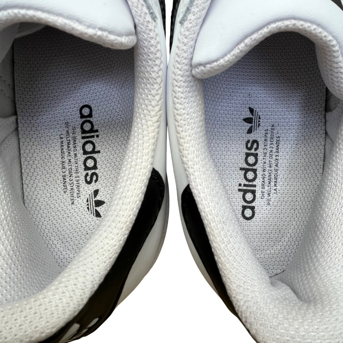 Adidas Unisex White & Black Leather Lace-Up Low-Top Superstar Sneakers Size 5