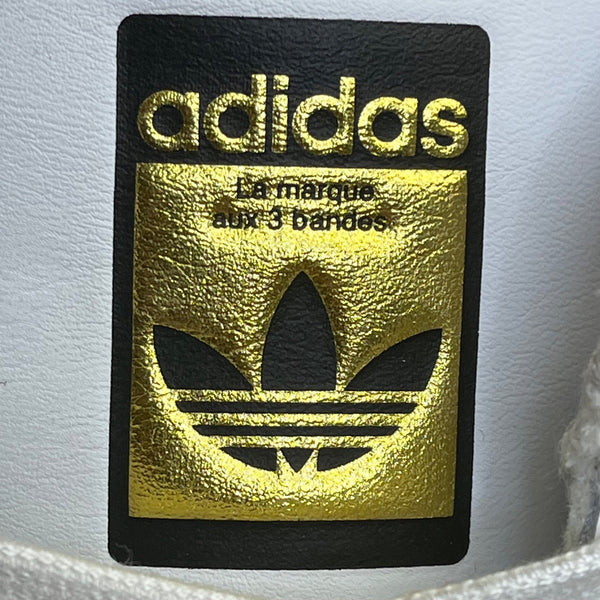 Adidas Unisex White & Black Leather Lace-Up Low-Top Superstar Sneakers Size 5