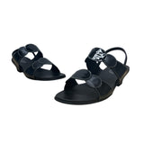 Munro American Black Patent Leather Low Heel Strappy Eclipse Sandals 7.5 New