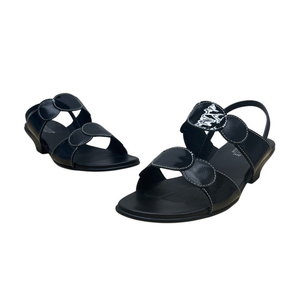 Munro American Black Patent Leather Low Heel Strappy Eclipse Sandals 7.5 New