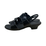 Munro American Black Patent Leather Low Heel Strappy Eclipse Sandals 7.5 New
