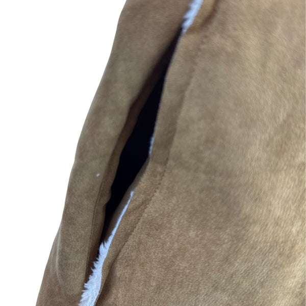 Hem & Thread Women's Faux Suede Open Front Jacket With Sherpa Lining Size M