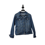 INC Womens Medium Blue Denim Jacket Studded Collar & Cuffs Casual Long Sleeve