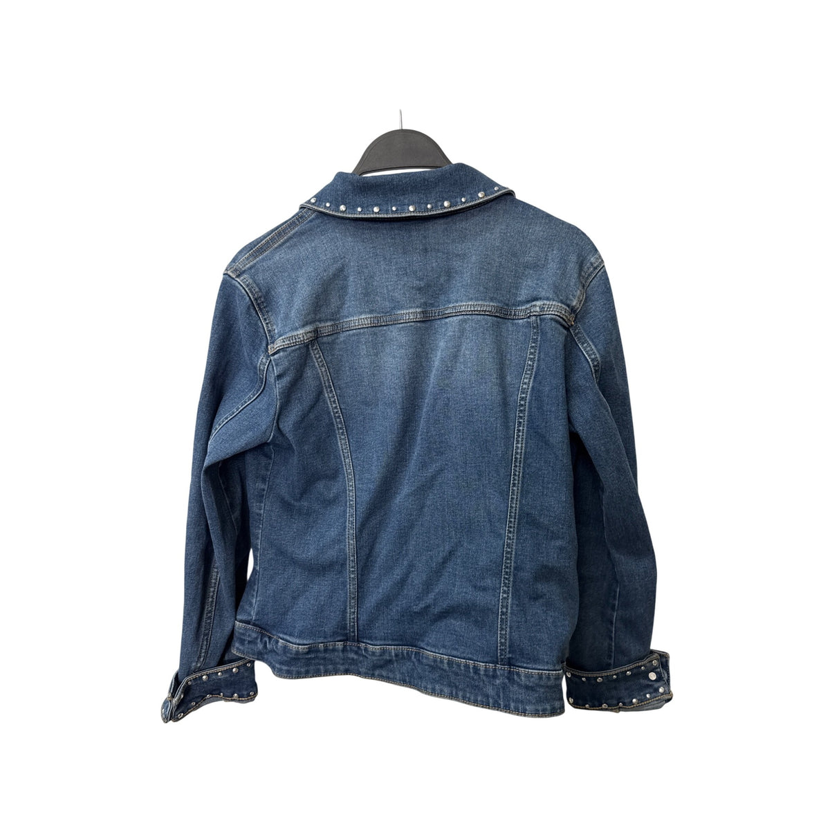 INC Womens Medium Blue Denim Jacket Studded Collar & Cuffs Casual Long Sleeve