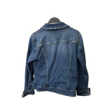 INC Womens Medium Blue Denim Jacket Studded Collar & Cuffs Casual Long Sleeve