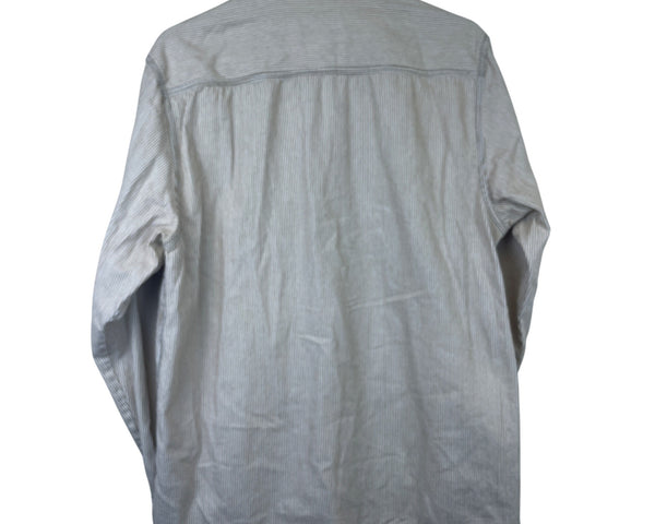 Iron And Resin Mens Beige Striped Button-Up Shirt Long Sleeve Cotton Large