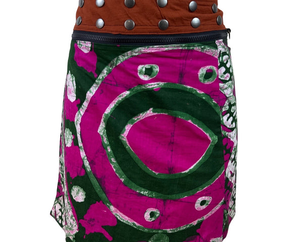 Reversible Womens Multi-Color Cotton Adjustable Waistband Circle Skirt