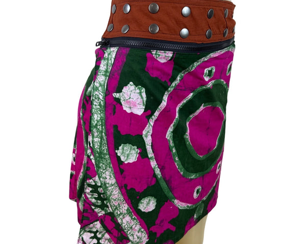 Reversible Womens Multi-Color Cotton Adjustable Waistband Circle Skirt