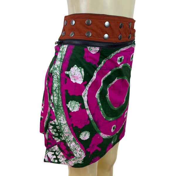 Reversible Womens Multi-Color Cotton Adjustable Waistband Circle Skirt