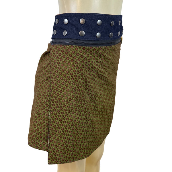 Reversible Womens Multi-Color Cotton Adjustable Waistband Circle Skirt