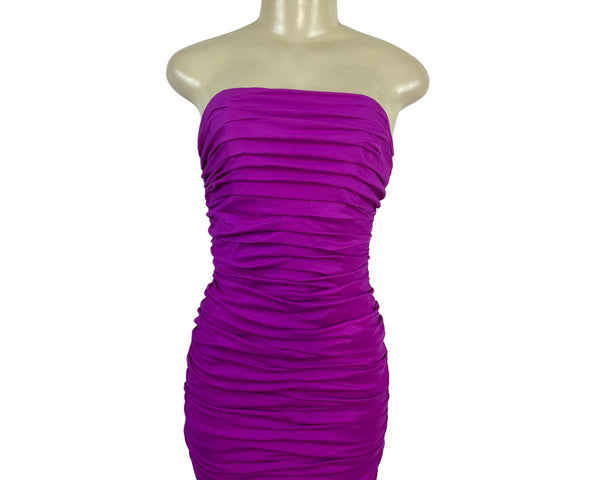 Jessica McClintock Women's Fuschia Ruched Mini Tube Dress With Back Zipper Sz 4