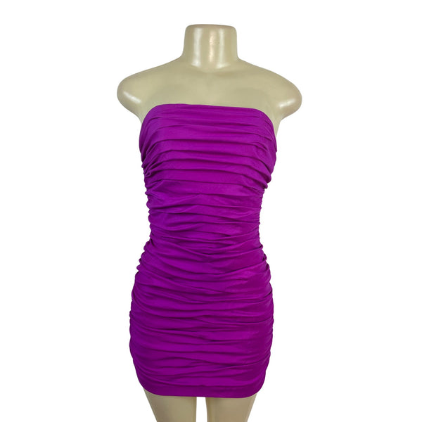 Jessica McClintock Women's Fuschia Ruched Mini Tube Dress With Back Zipper Sz 4