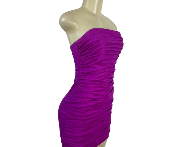 Jessica McClintock Women's Fuschia Ruched Mini Tube Dress With Back Zipper Sz 4