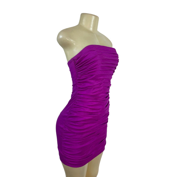Jessica McClintock Women's Fuschia Ruched Mini Tube Dress With Back Zipper Sz 4