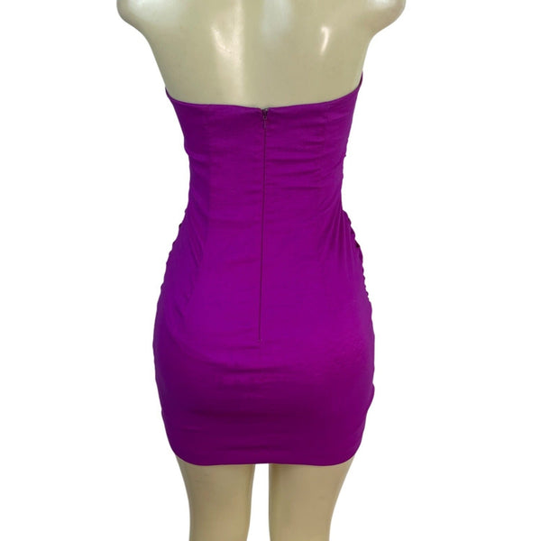 Jessica McClintock Women's Fuschia Ruched Mini Tube Dress With Back Zipper Sz 4