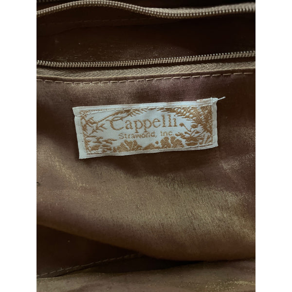 Cappelli Womens Tan & Brown Straw Tote Bag Braided Straps Satin Interior