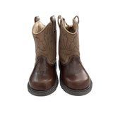 Trimfoot Kids Brown Western Cowboy Boots Manmade Upper Size 4 Durable Stylish Pull-On