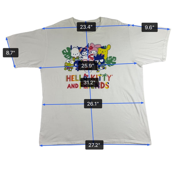 Sanrio Unisex White Cotton/Polyester Hello Kitty & Friends Graphic T-Shirt