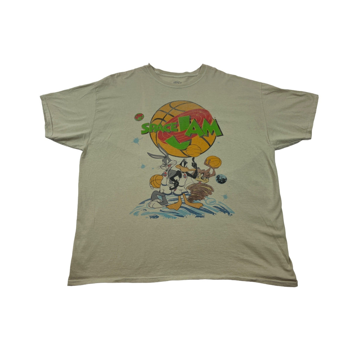 Space Jam Bugs Bunny & Daffy Duck Graphic Tee XL Beige New