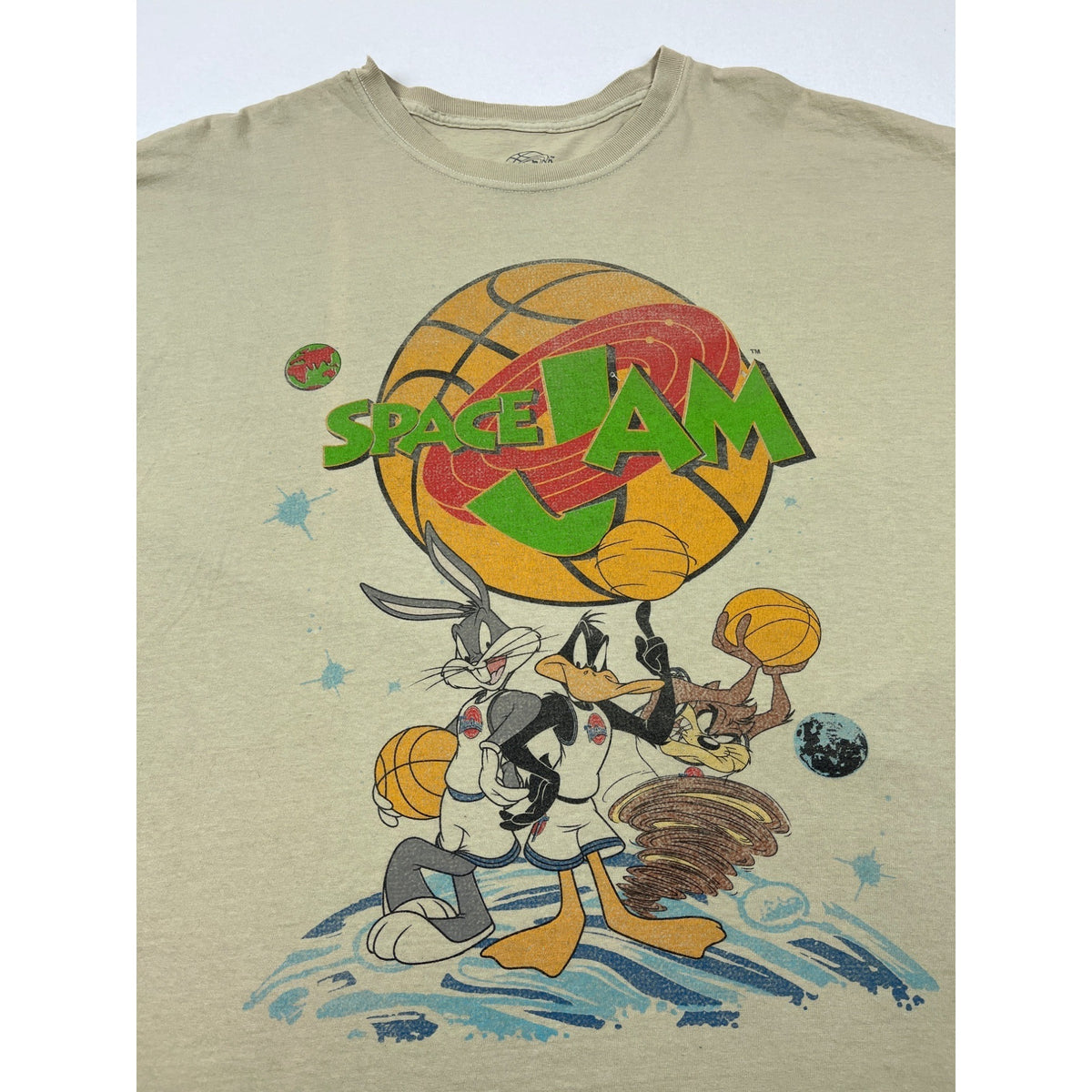 Space Jam Bugs Bunny & Daffy Duck Graphic Tee XL Beige New