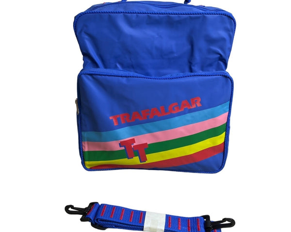 Trafalgar Unisex Blue Rainbow Stripes Crossbody Bag Sz M