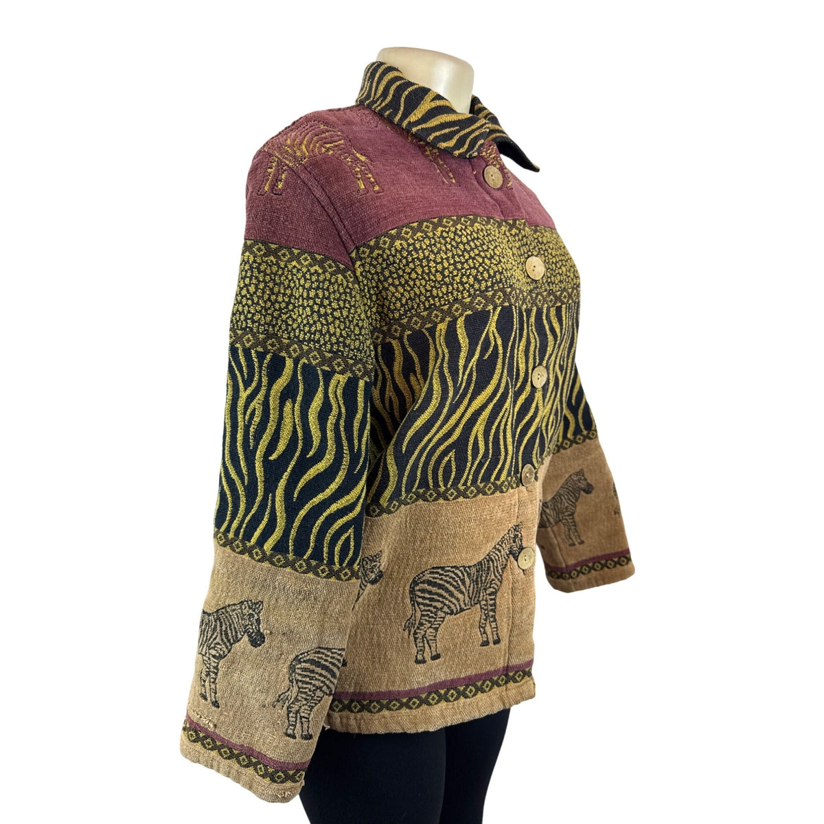 Sag Harbor Womens Multicolor Zebra Print Button-Up Jacket Sz 10