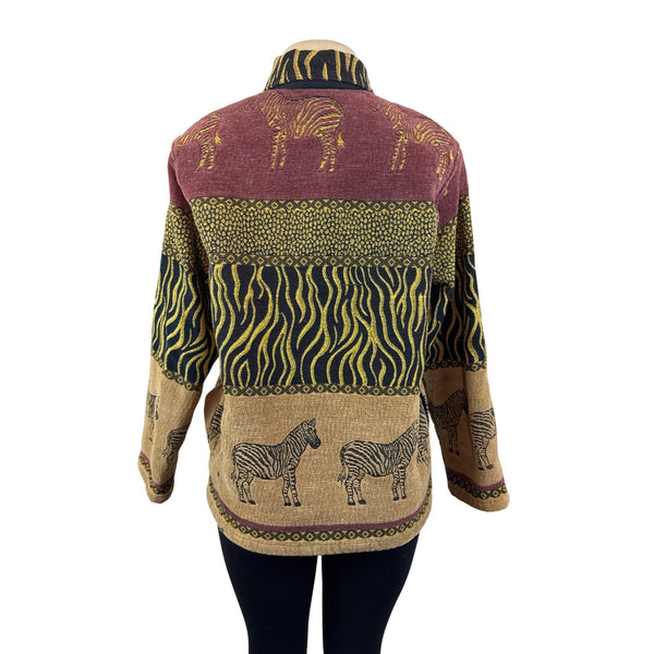 Sag Harbor Womens Multicolor Zebra Print Button-Up Jacket Sz 10