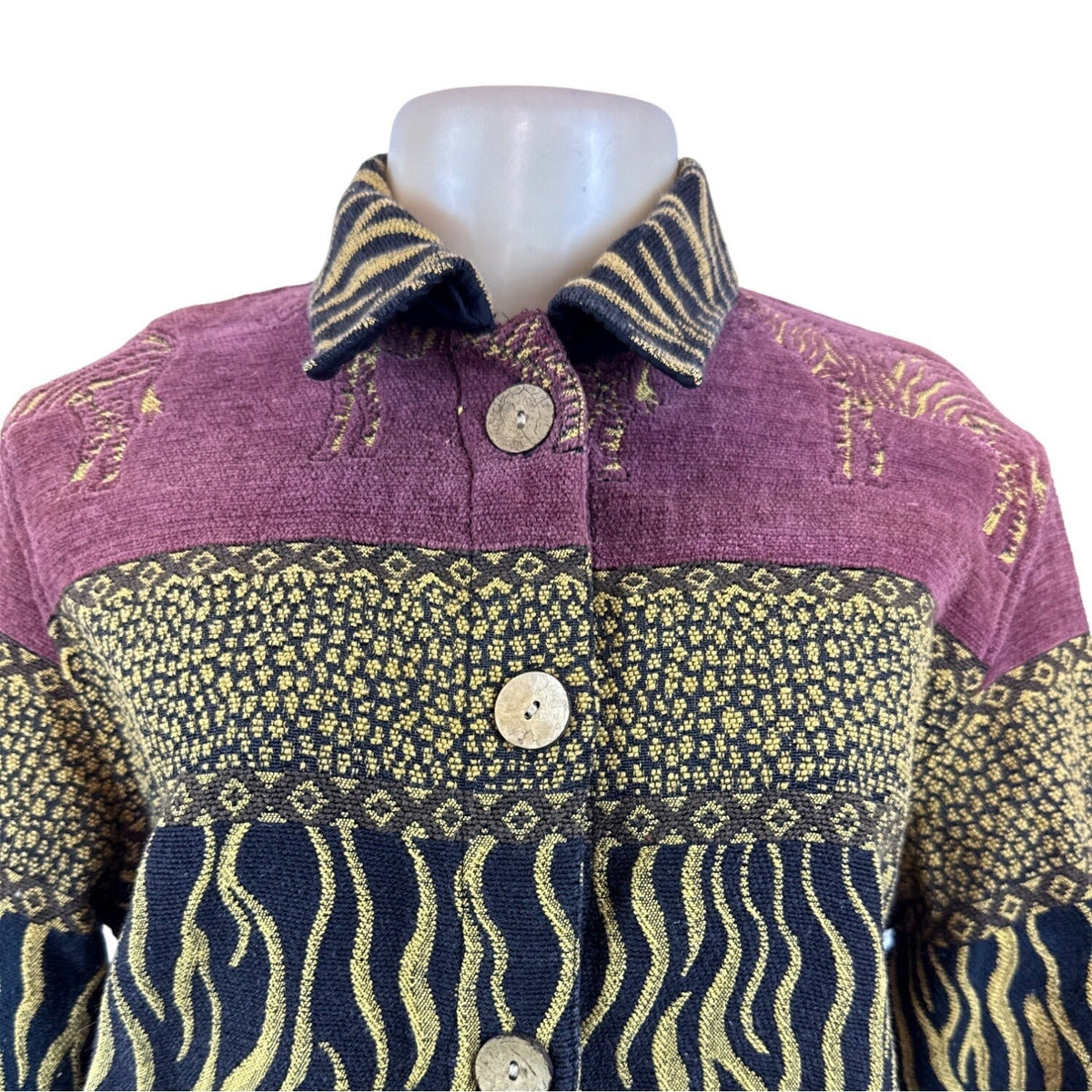 Sag Harbor Womens Multicolor Zebra Print Button-Up Jacket Sz 10
