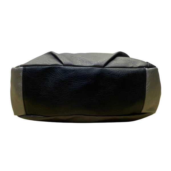 Rosetti Womens Black/Gray Faux Leather Twist Strap & Buckle Accent Shoulder Bag