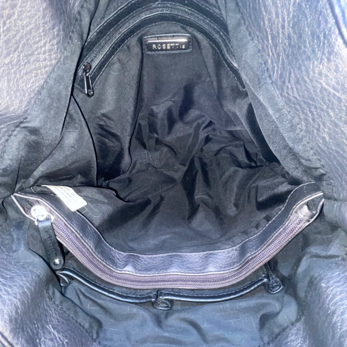 Rosetti Womens Black/Gray Faux Leather Twist Strap & Buckle Accent Shoulder Bag