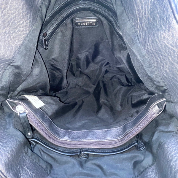 Rosetti Womens Black/Gray Faux Leather Twist Strap & Buckle Accent Shoulder Bag