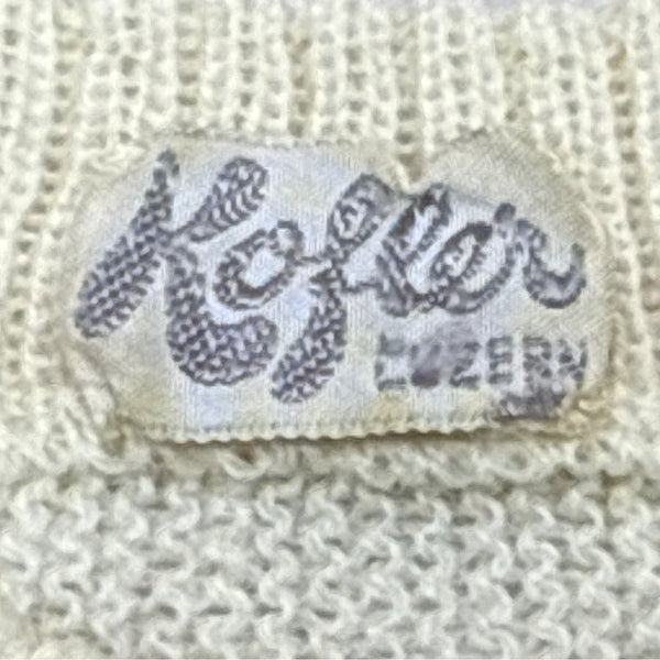 Vintage Kofler Womens Button-Up Cardigan With Floral Embroidery Cream