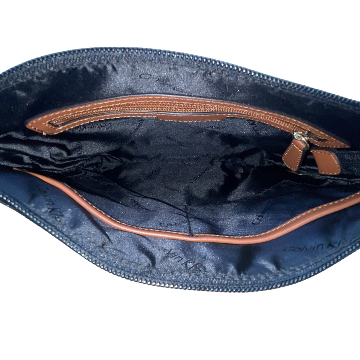 Calvin Klein Women’s Black Nylon Gold Logo Plate Adjustable Strap Crossbody Bag