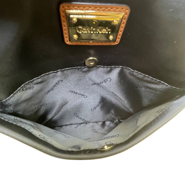 Calvin Klein Women’s Black Nylon Gold Logo Plate Adjustable Strap Crossbody Bag