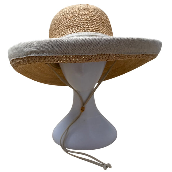 Scala Collezione Womens Natural Fiber Wide Brim Sun Hat W/ Chin Cord One Size