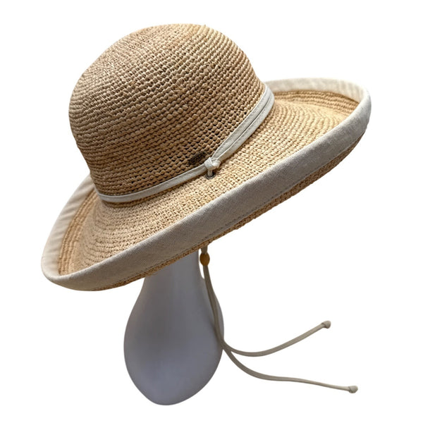 Scala Collezione Womens Natural Fiber Wide Brim Sun Hat W/ Chin Cord One Size