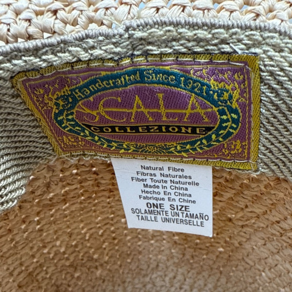 Scala Collezione Womens Natural Fiber Wide Brim Sun Hat W/ Chin Cord One Size