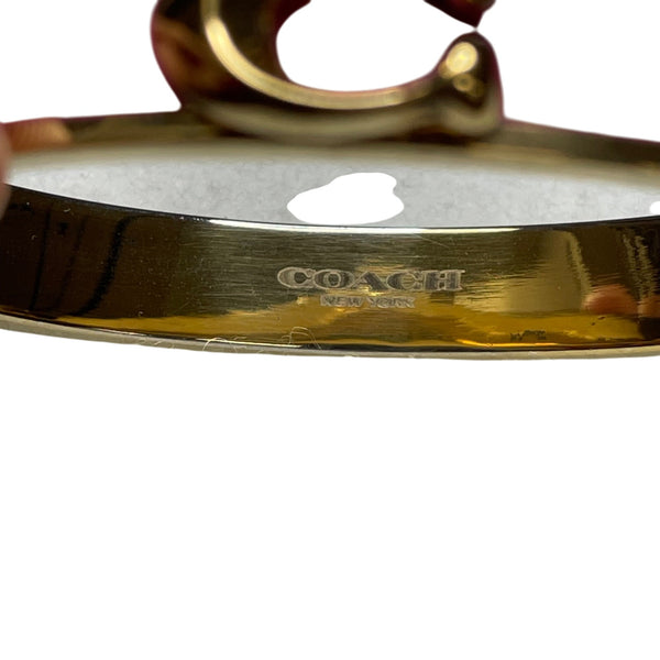 Coach Womens Gold Burgundy Enamel C Logo Hinged Bangle Bracelet Size M/L