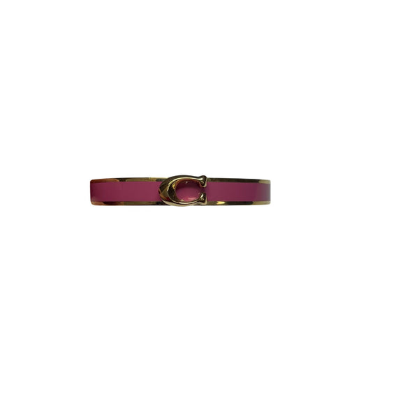 Coach Womens Gold Burgundy Enamel C Logo Hinged Bangle Bracelet Size M/L