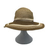 Wallaroo Sun Hat Beige/Brown Striped Wide Brim Paper Braid Adjustable Size