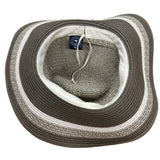 Wallaroo Sun Hat Beige/Brown Striped Wide Brim Paper Braid Adjustable Size